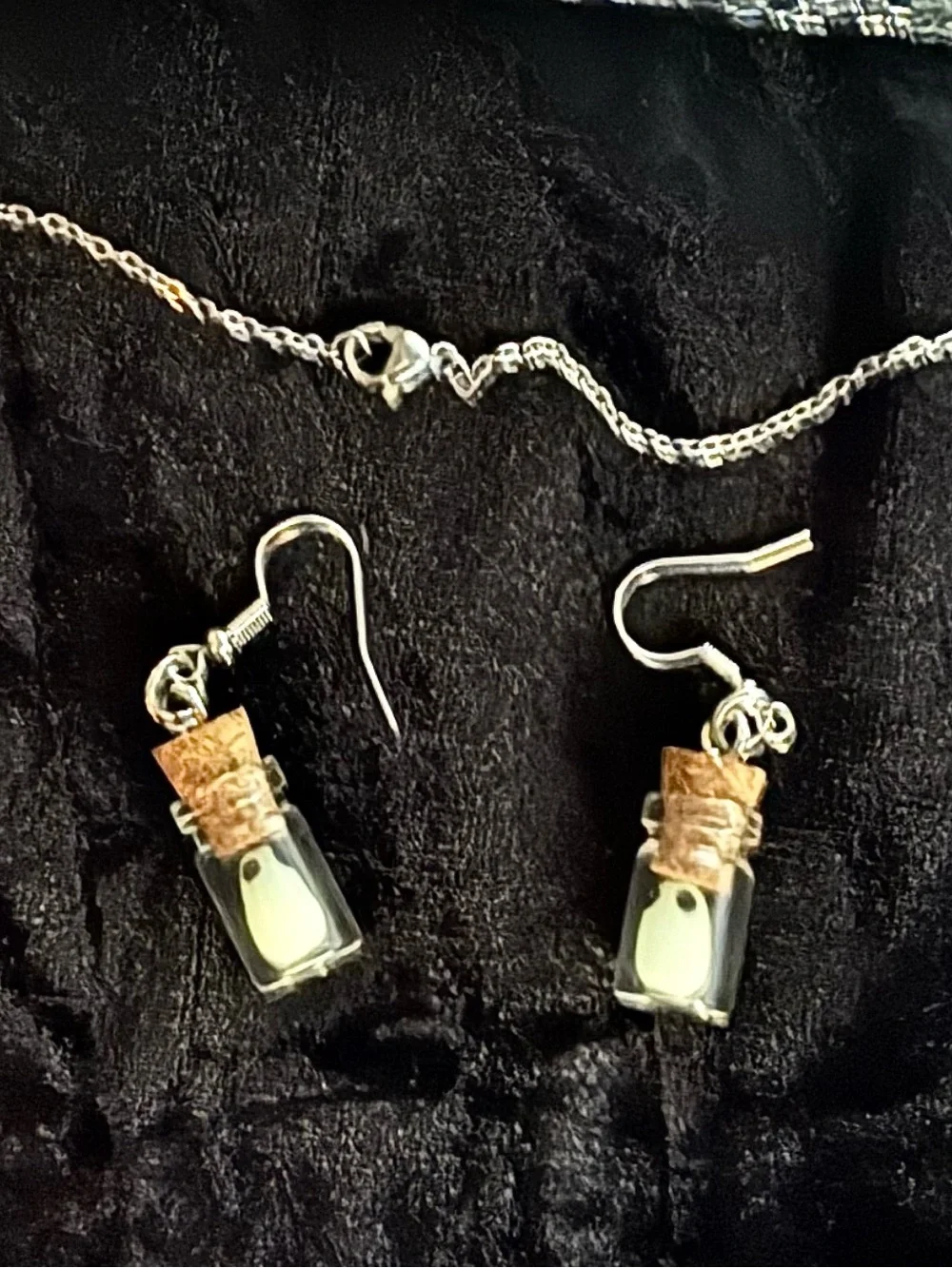 BOTTLED GHOSTS | Glow in the Dark Earrings and Necklace Set